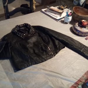 Leather crop jacket